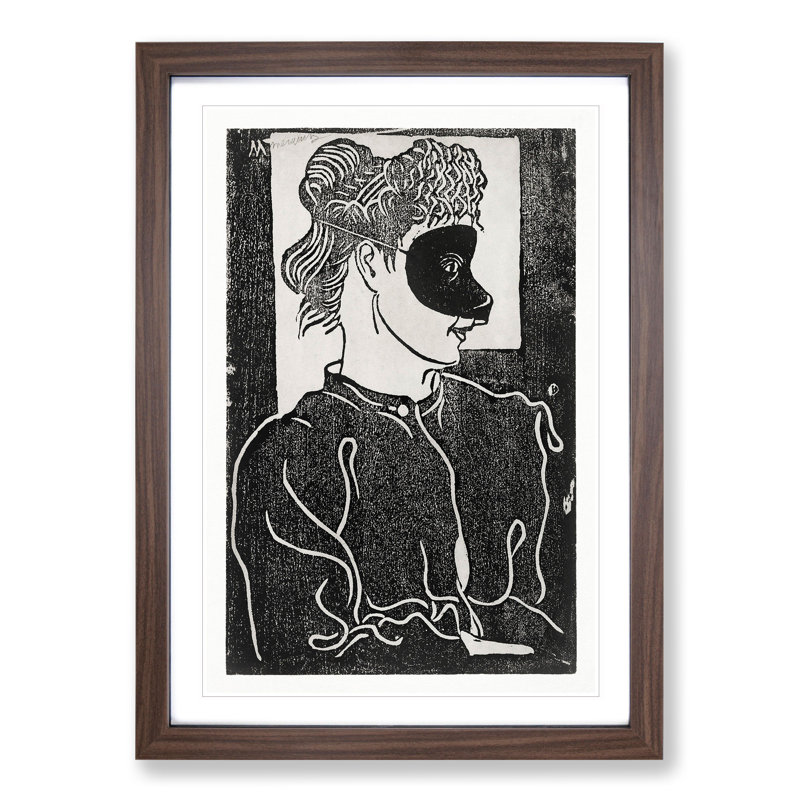 Masked Woman Vol.1 by Samuel De Mesquita - Picture Frame Painting, 65cm H x 48cm W x 2cm D, Walnut Framed