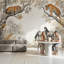 Décoration murale amovible fond blanc feuilles dorées-783491732-783491743