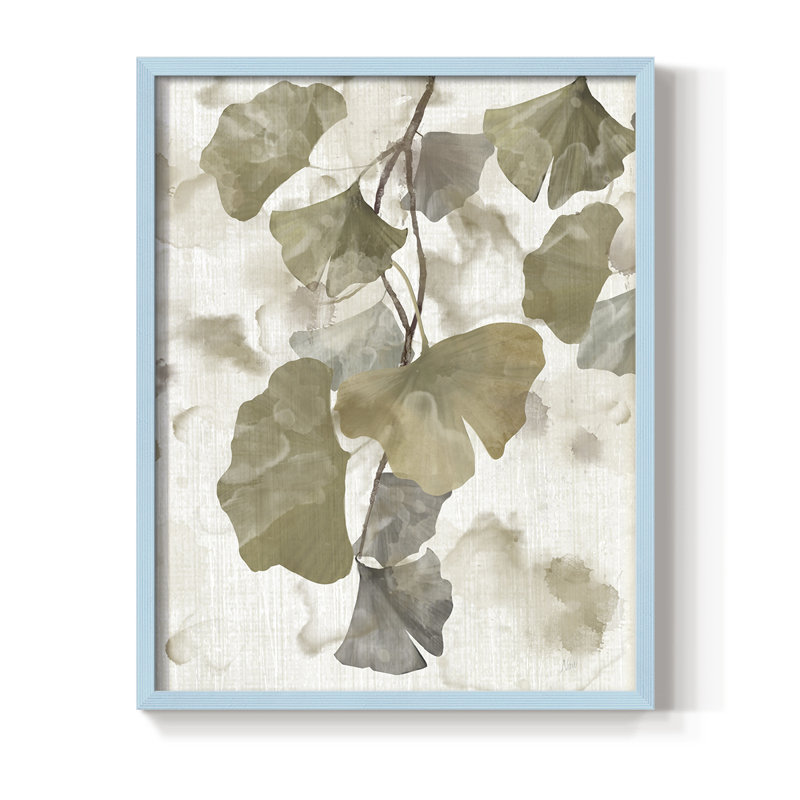 Ginkgo Accent I, reproduction encadrée - bois massif, Bleu, H 15 po x l 12 po