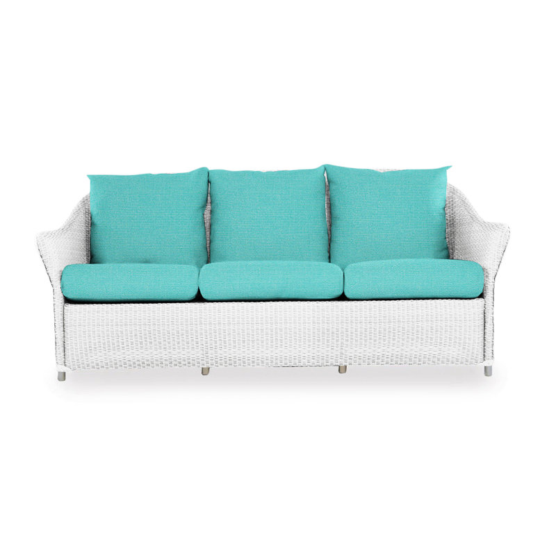 Weekend Retreat Outdoor 3 - Seat Patio Sofa, White, Serena Floral Meadow