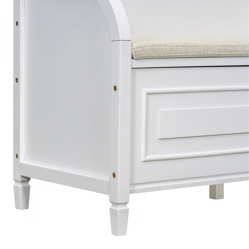 Banc de rangement rembourré, banc d'entrée, Blanc