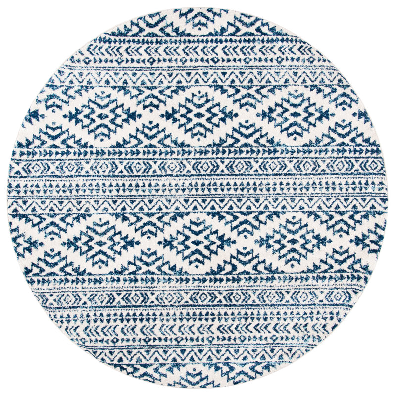 Thoren Geometric Looped / Hooked Area Rug, Round 152cm