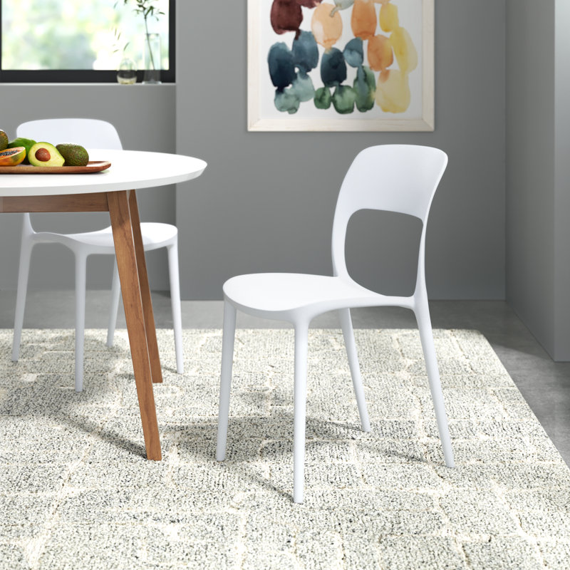 Chaise d'appoint empilable Chainey, Blanc, 4