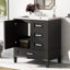 Meuble-lavabo moderne élégant de 30 po avec lavabo combiné, structure en bois massif, porte à fermeture en douceur et trois tiroirs au fini noir