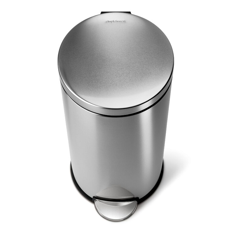 Simple Human Classic Brushed Stainless Steel Step Trash Can, 38l