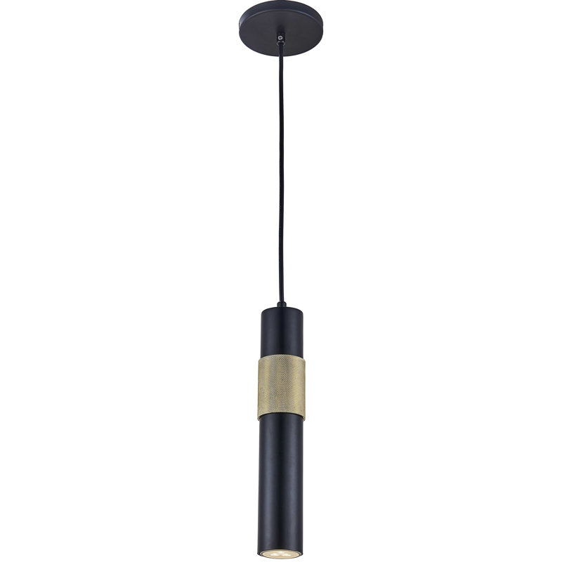 Luminaire suspendu à 1 lumière Fawziya, Noir mat / laiton vieilli