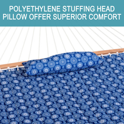 Quilted Fabric Polyester Hammock With Pillow 450Lbs Capacity(Without Stand)