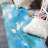 Watercolor Aqua Blue Performance Flatweave Washable Abstract Indoor / Outdoor Rug-3373286