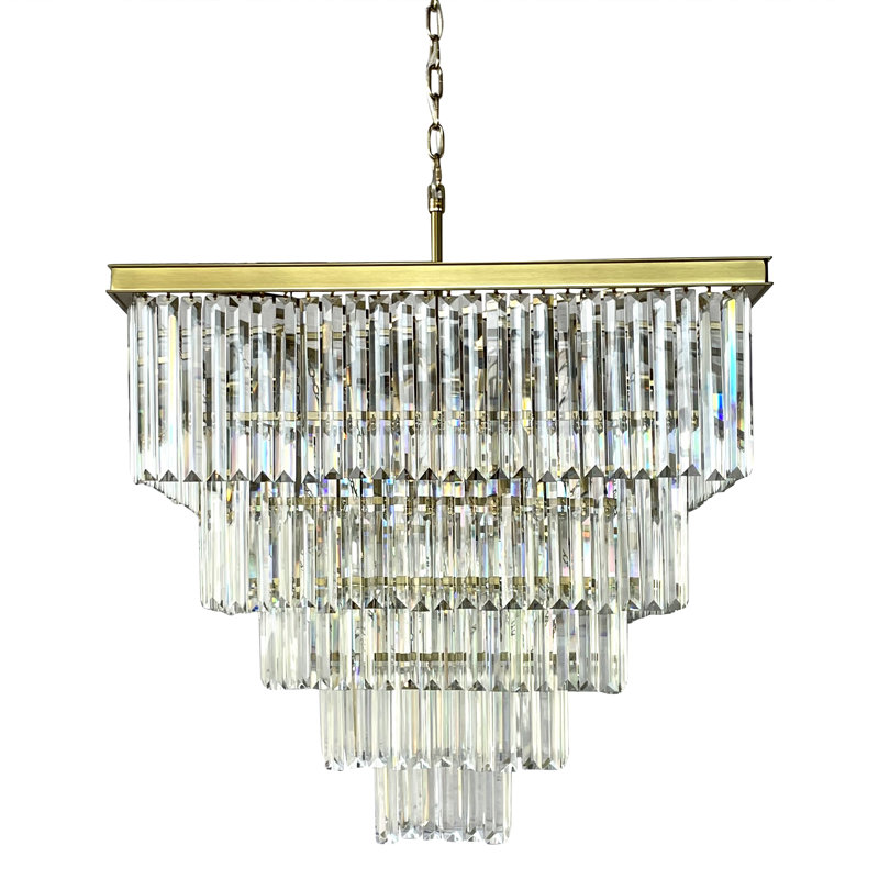 Luxurious Black Crystal Prism 27.5" Square Chandelier