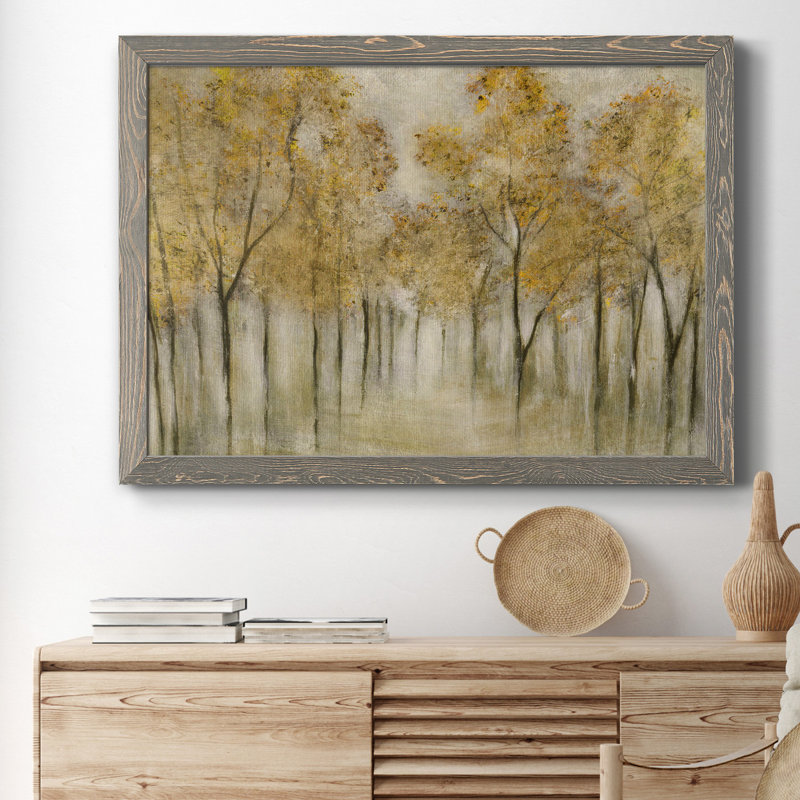 Golden Spring - Cadre photo, reproduction d'art sur toile, H 31 po x l 44 po x P 1 po, Toile avec cadre gris