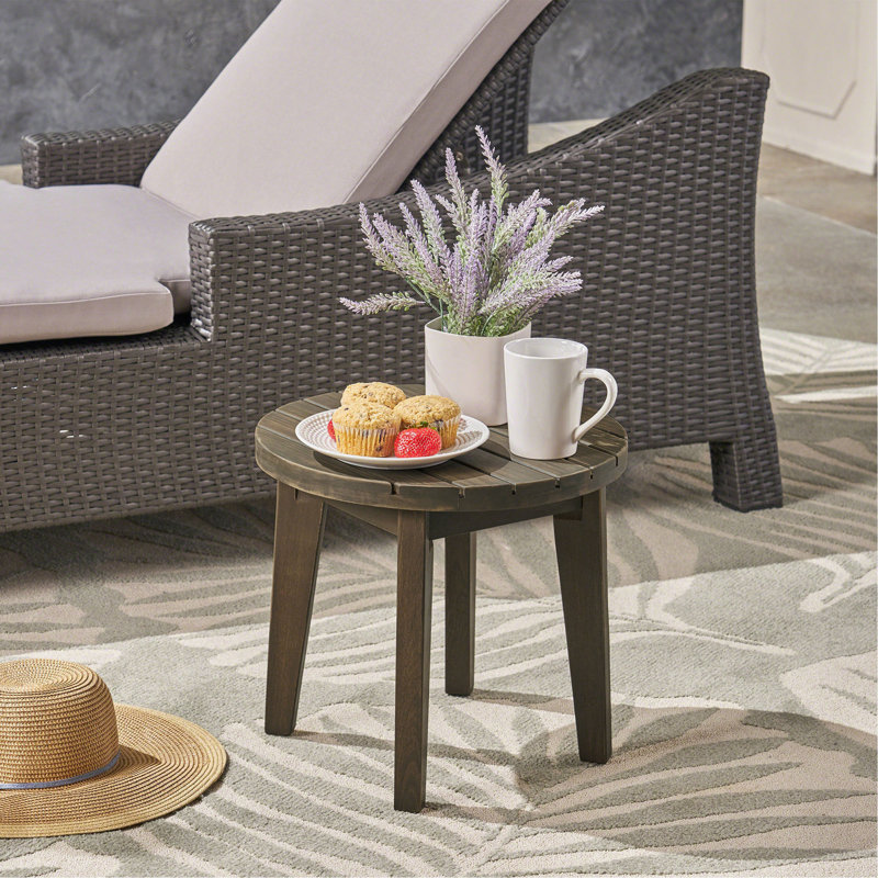 Table d'appoint d'extérieur en bois d'acacia 16 po, Gris