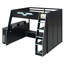 Lit mezzanine en bois avec bureau Yardley, tablettes multiples et éclairage RVB-127343436