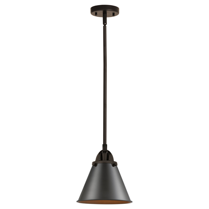 Luminaire suspendu en forme de cloche à 1 lumière Rouvin, Bronze frotté à l'huile, Bronze frotté à l'huile
