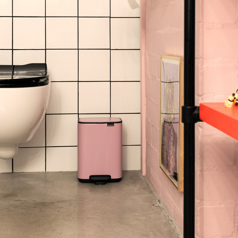 Brabantia Bo Pedal Bin, 7 L, 31cm H x 24.2cm W x 24.3cm D, Lilac Pink