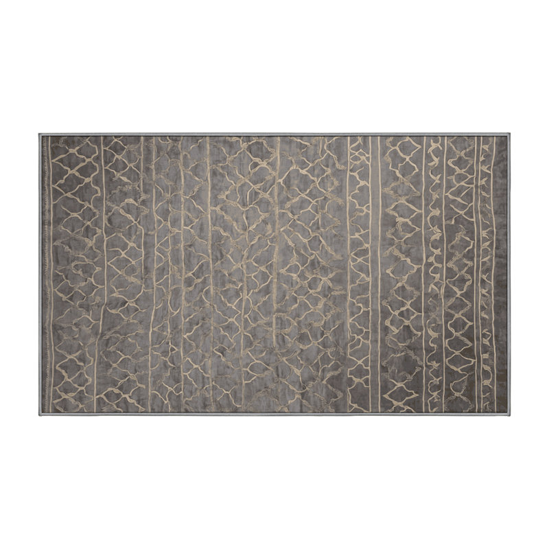 Machine Washable Gray Area Rug, Rectangle 8' x 10'