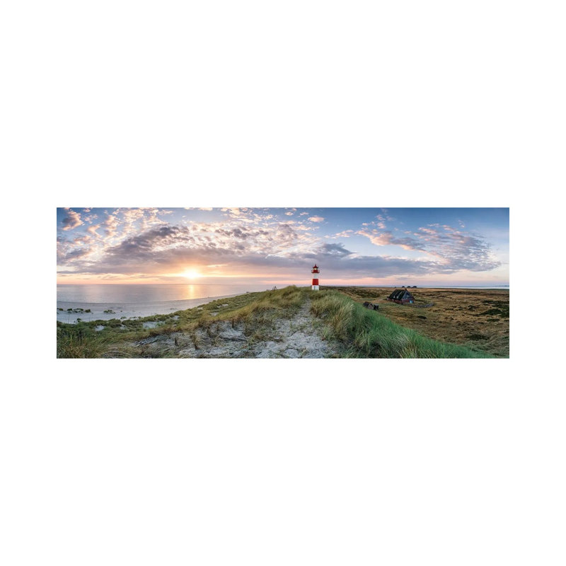 Sunrise At The Lighthouse List Ost, Sylt, Schleswig-Holstein, Germany by Jan Becke - Wrapped Canvas Panoramic Print