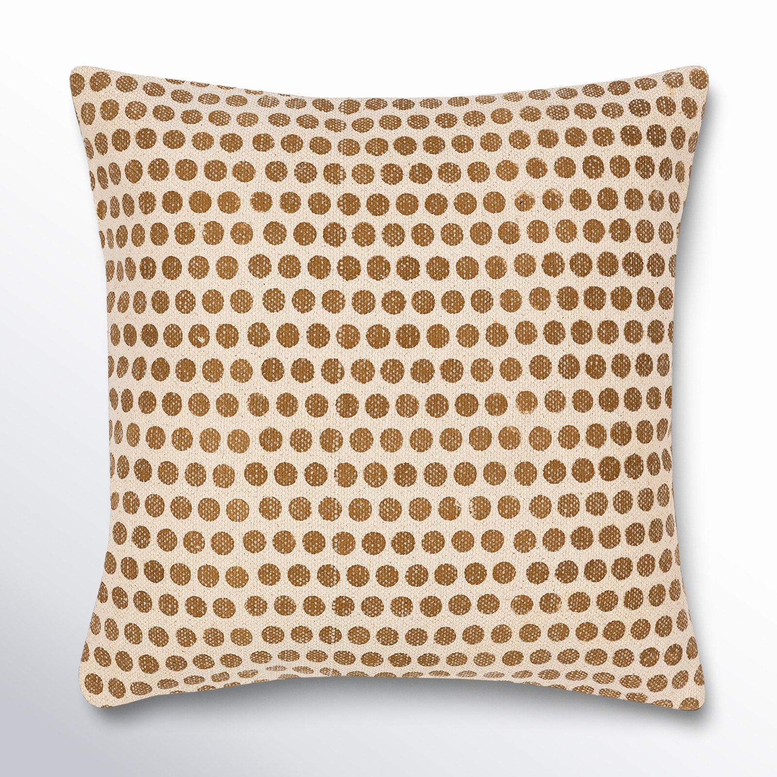 Zetta Polka Dots Cotton Throw Pillow, Light Beige/Tan, Square 18", Pillow Cover Only - No Insert