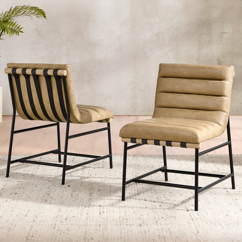 Nicco Vegan Leather Tan Upholstered Side Chair (Set of 2)