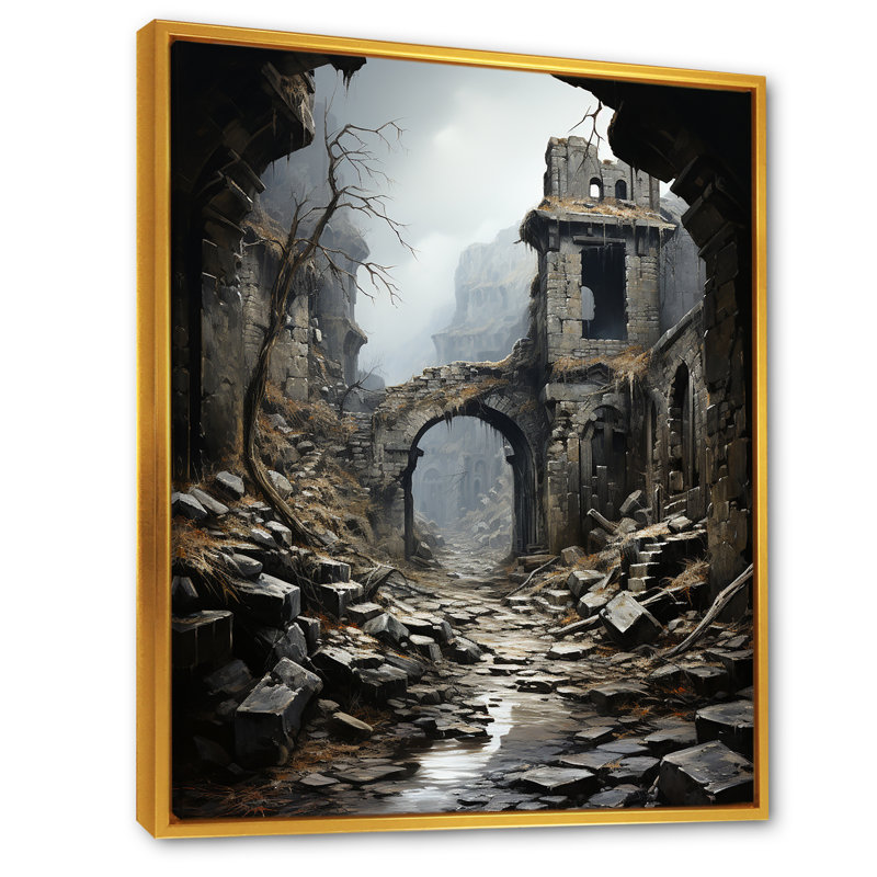 Paysage de guerre militaire No Mans Land I, Cadre flottant doré, H 32 po x l 16 po x P 1 po