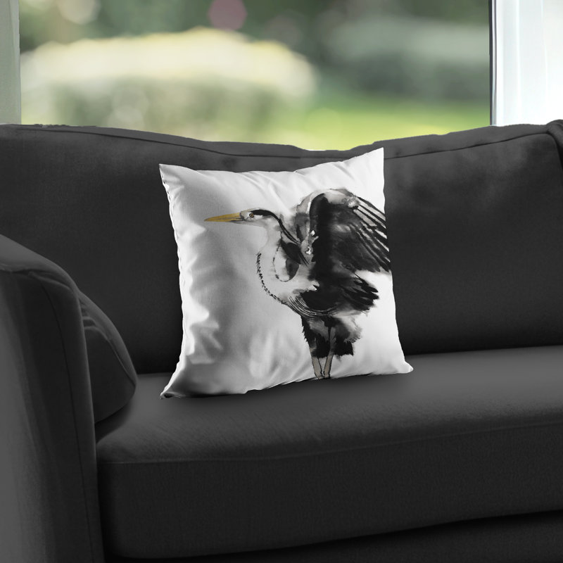 Heron Bathroom Gray Poly Twill Throw | Home Decor Accent – Throw Pillow Cover Only, Double-Sided Print, Insert Not Included