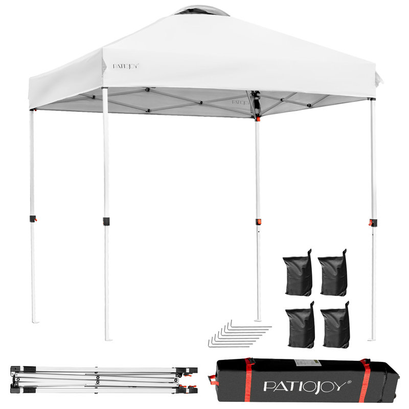 White 6.6 x 6.6 Feet Adjustable Outdoor Canopy Tent with Roller Bag