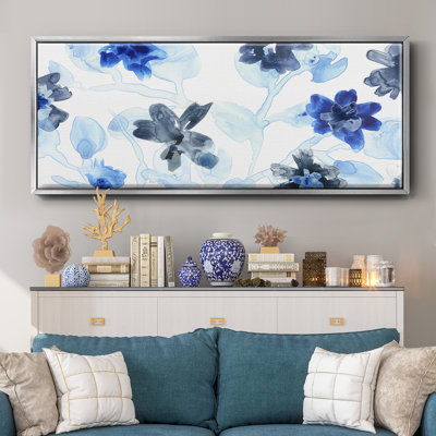 Blue Gossamer Garden V- Framed Canvas