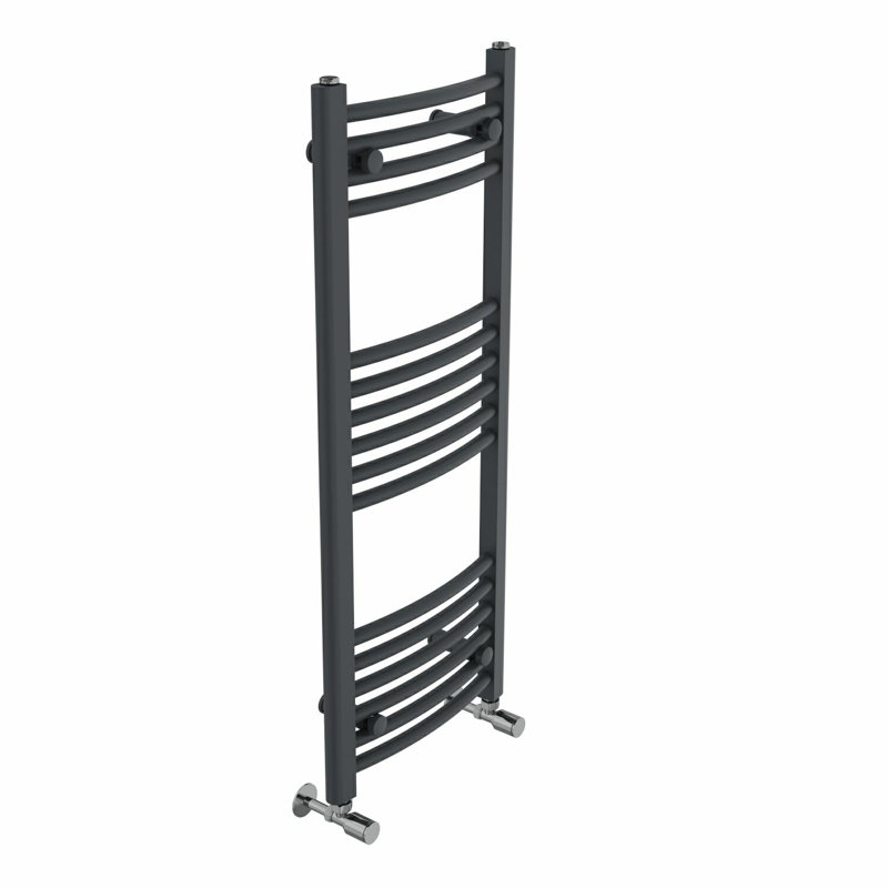 Cano Curved Heated Towel Rail Radiator Bathroom Ladder Warmer, 100cm H x 40cm W x 4.5cm D, Dark Grey