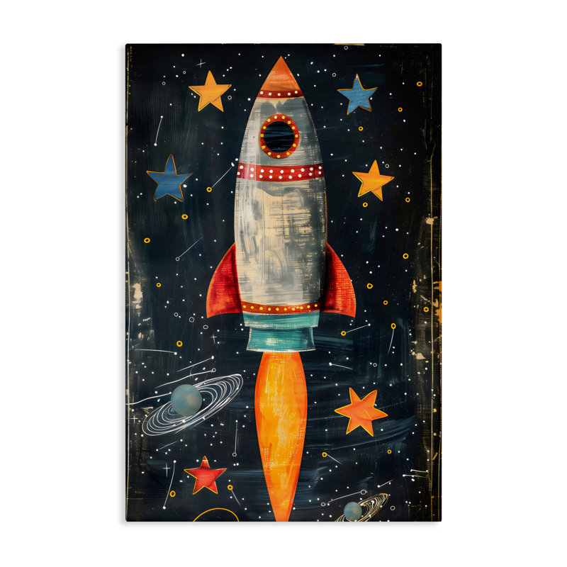 Blast Off Rocketship Canvas, design by Creative Studio, 24" H x 16" W