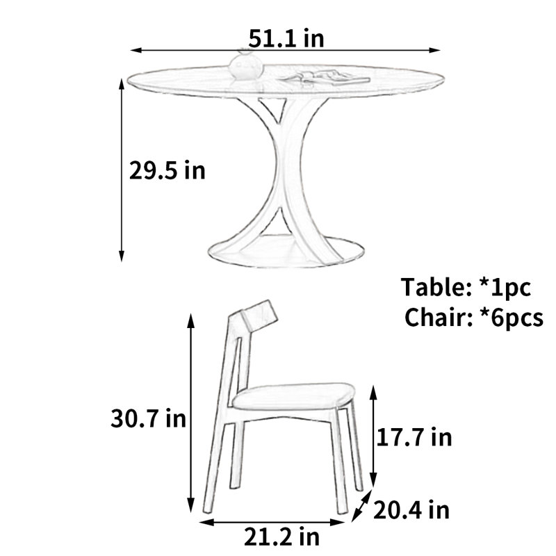 Table et chaise de salle à manger simple de style médiéval, H 29,5 po x L 51,1 po x l 51,1 po