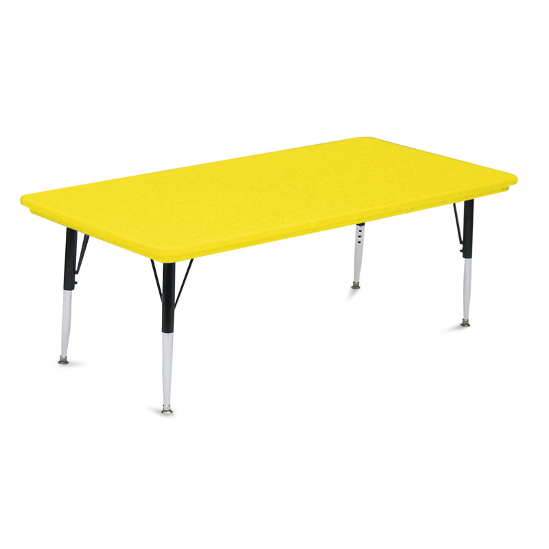 Table d'activité rectangulaire à hauteur ajustable, H 30 po x L 60 po x l 30 po, Bleu
