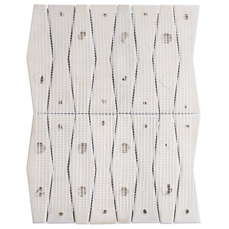 Nabi Harlequin 2x8 Glossy Glass Mosaic Tile, Natural White