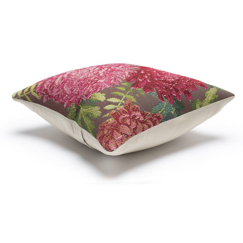Fuchsia and Green Floral Polypropylene Indoor/Outdoor Pillow, 18" x 18"