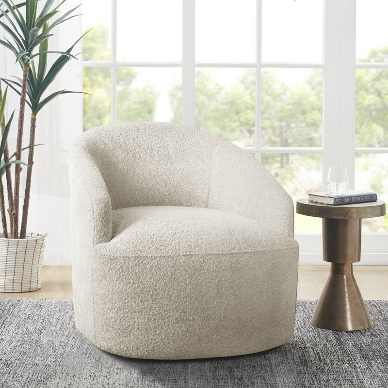 Fauteuil demi-tonneau pivotant Bonn Bonn, Polyester crème