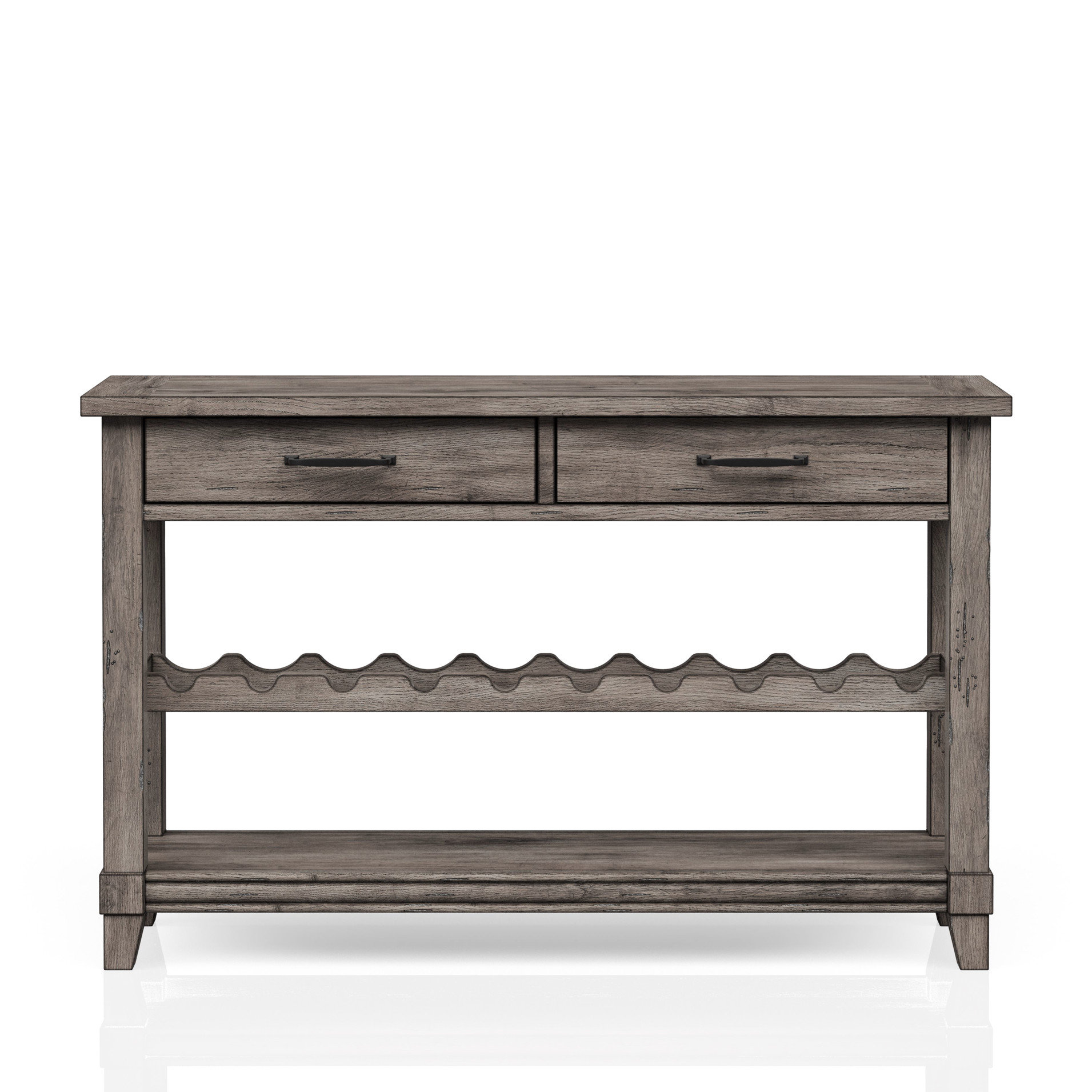 Ophelia & Co. Rustic Gray Console Table With Wine Bottle Storage And ...