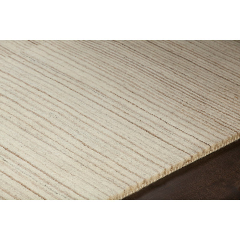 Elantra Patterned Knotted Wool Brown/Beige Area Rug, Rectangle 7'9" x 10'6"