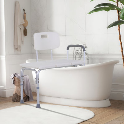 Adjustable Shower Chair & Bath Transfer Bench – Non-Slip With Armrest, Backrest, 300 Lbs Capacity
