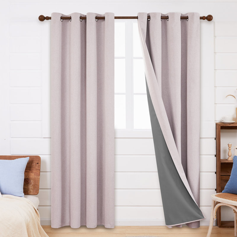 Ipswich Blackout Thermal Grommet Curtain Panels, 52" W x 95" L, Pink