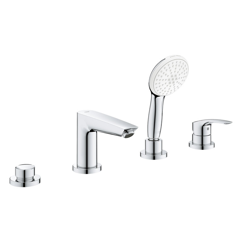 Eurosmart 4-Hole Roman Tub Faucet with Hand Shower, Chrome
