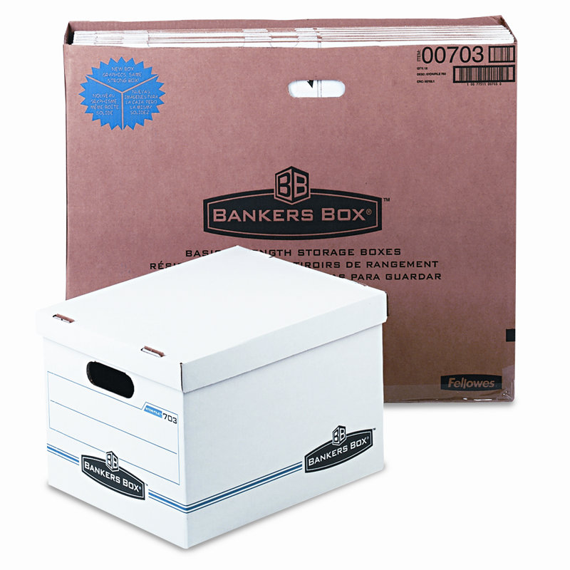 White and Blue Recycled Storage Box with Lift-off Lid