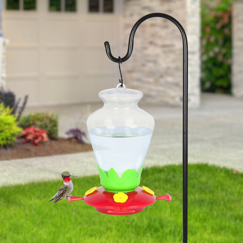 Clear Plastic Hanging Hummingbird Feeder with Red Base