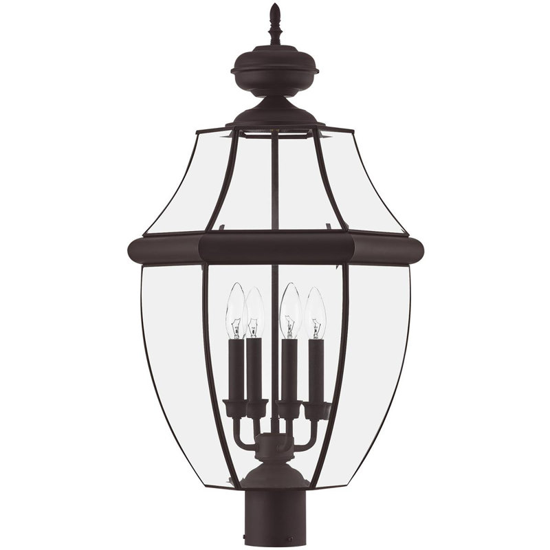 Luminaire suspendu pour l'extérieur avec abat-jour en verre transparent, Bronze