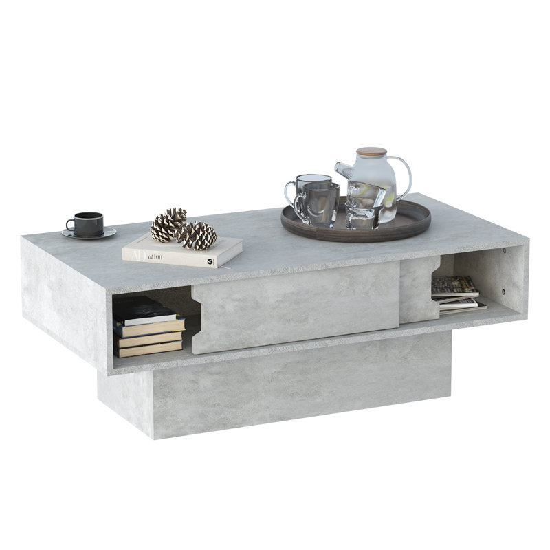 Modern Rectangular Coffee Table with Storage – Unique Design and 16-Level Adjustable Brightness