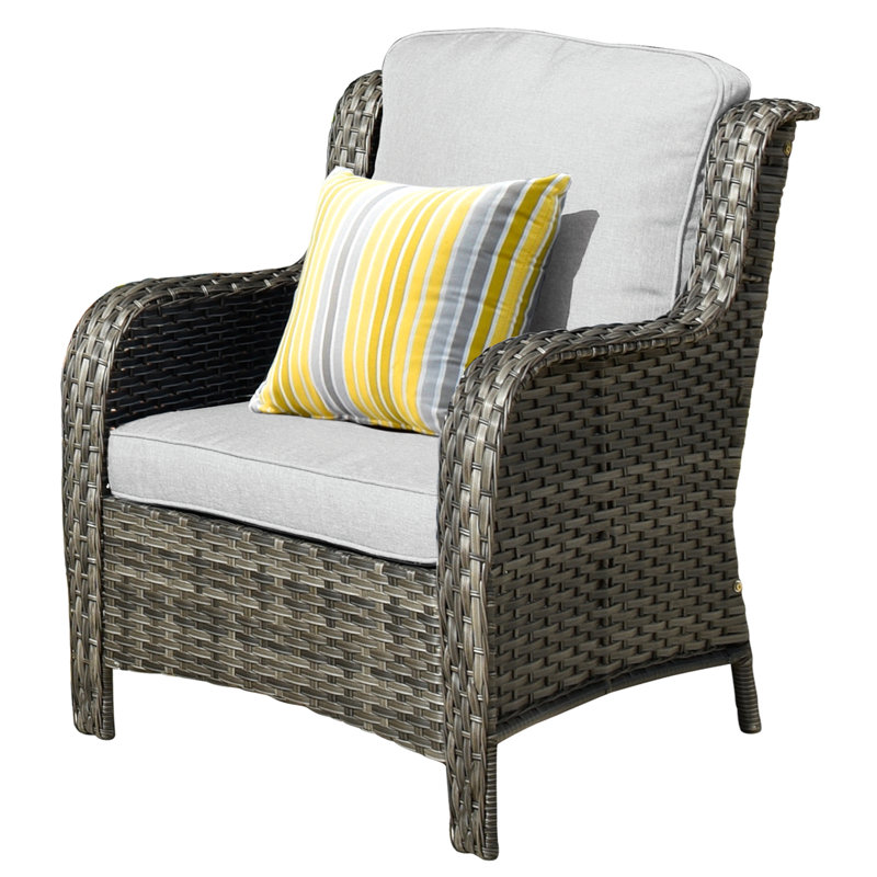 Chaise de patio avec coussins Gretna, Gris clair, gris
