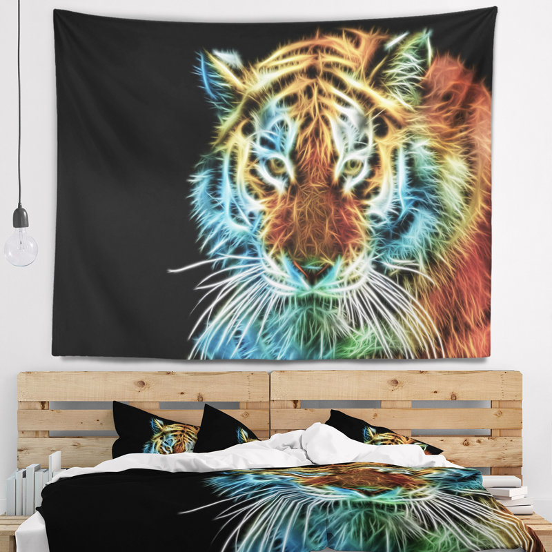 Tête de tigre illuminée, H 50 po x l 60 po