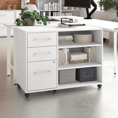 Bush Business Furniture Hustle Rolling Storage Cabinet With Drawers And Shelves - Assembled