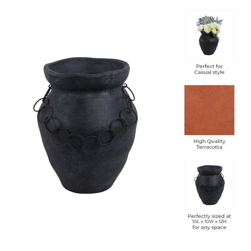 Handmade Clay Table Vase, 12" H x 10" W x 10" D
