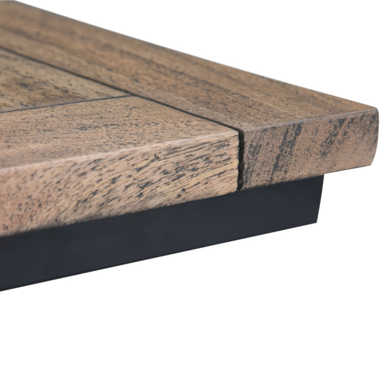 Skyler Beach Brown Wood and Metal Rectangular Side Table