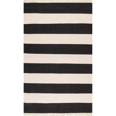Tapis noir / beige en coton Prisco