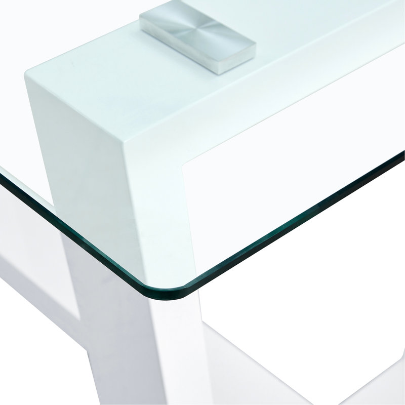 Table de salle à manger en verre trempé de 0,4 po et support blanc, offrant un choix élégant de style moderne pour la maison