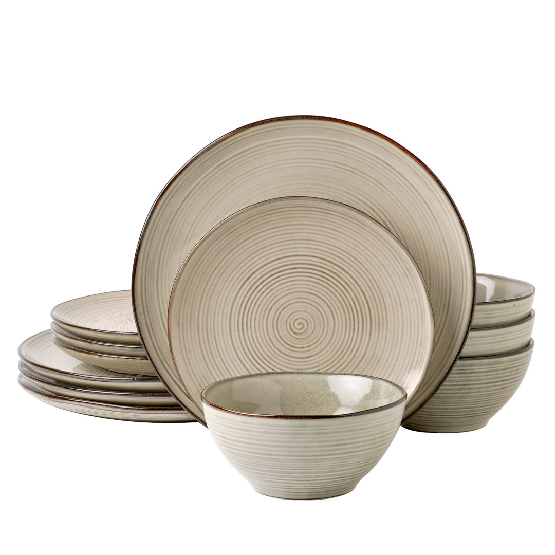 Adomas 12 Piece Dinnerware Sets, Dish Set for 4 Highland Dunes 